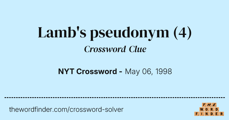 Lamb's pseudonym crossword clue image