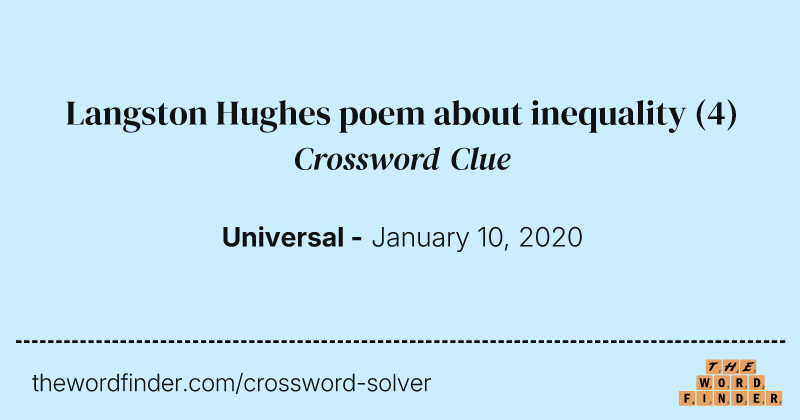 Langston Hughes poem about inequality crossword clue image