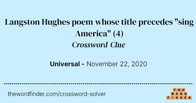Langston Hughes poem whose title precedes "sing America" crossword clue image