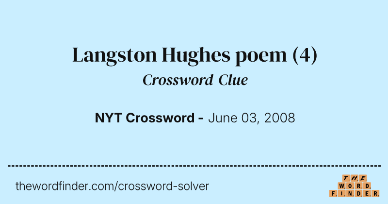 Langston Hughes poem crossword clue image