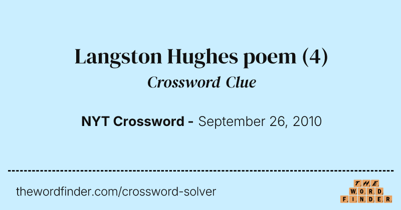 Langston Hughes poem crossword clue image