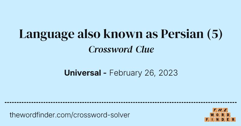 Language also known as Persian crossword clue image