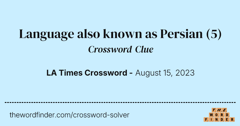 Language also known as Persian crossword clue image
