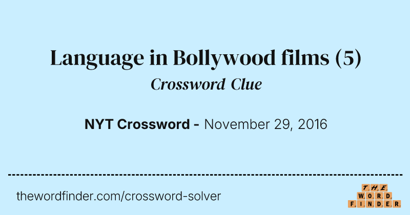Language in Bollywood films crossword clue image