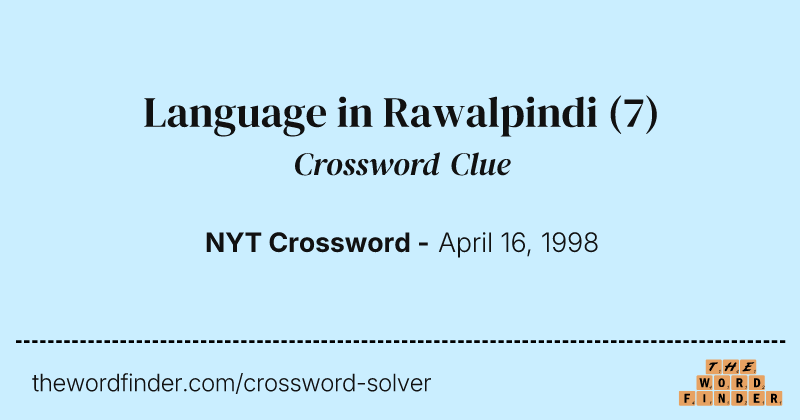 Language in Rawalpindi crossword clue image