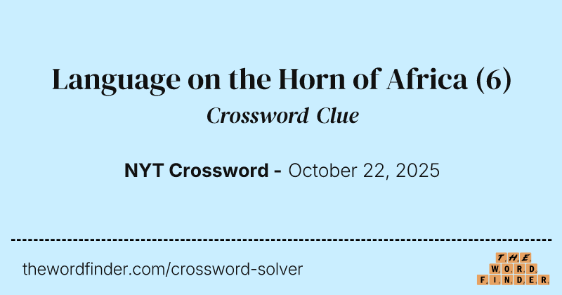 Language on the Horn of Africa crossword clue image