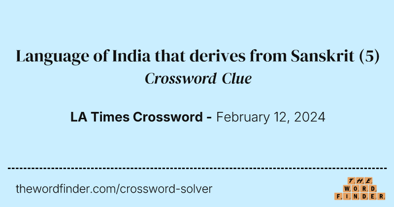 Language of India that derives from Sanskrit crossword clue image