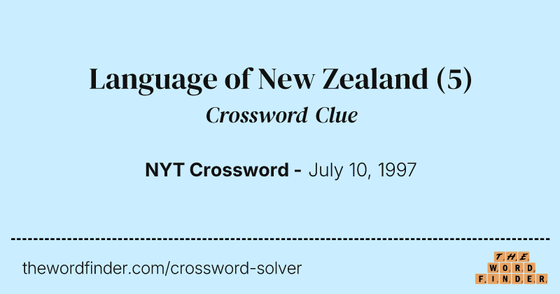 Language of New Zealand crossword clue image