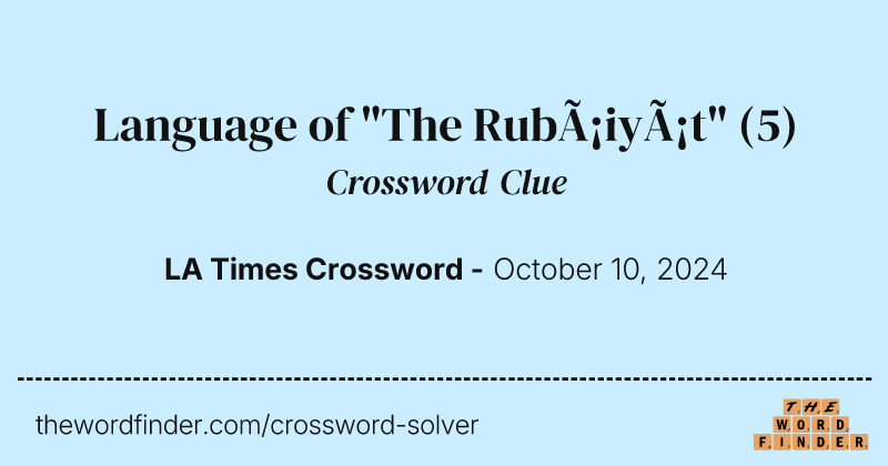 Language of "The Rubáiyát" crossword clue image