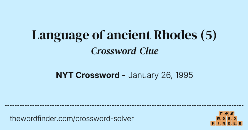 Language of ancient Rhodes crossword clue image