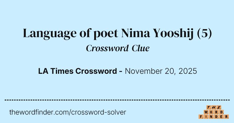 Language of poet Nima Yooshij crossword clue image