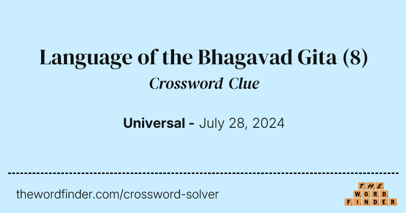 Language of the Bhagavad Gita crossword clue image