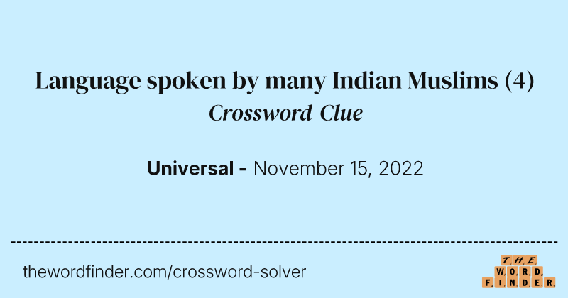 Language spoken by many Indian Muslims crossword clue image