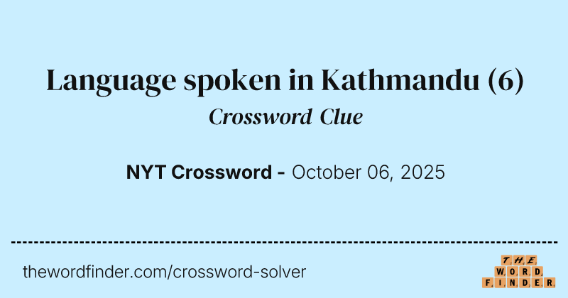 Language spoken in Kathmandu crossword clue image