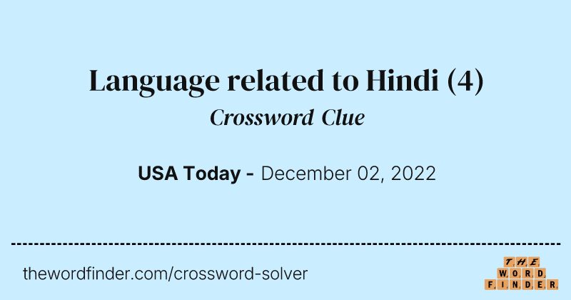 Language related to Hindi crossword clue image