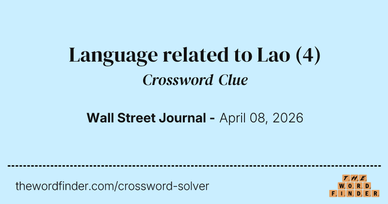 Language related to Lao crossword clue image