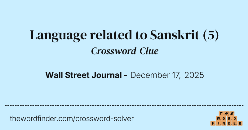 Language related to Sanskrit crossword clue image