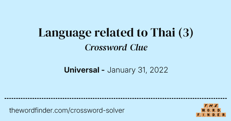 Language related to Thai crossword clue image
