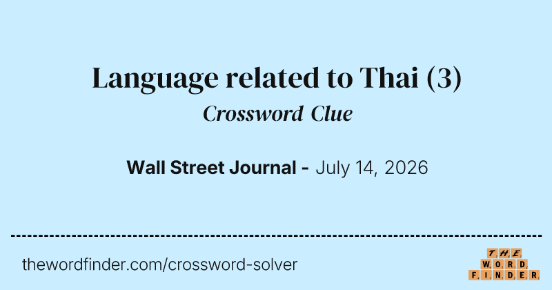Language related to Thai crossword clue image