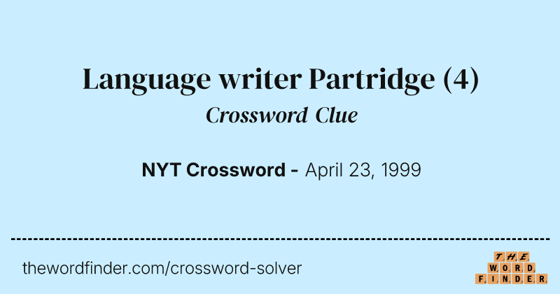 Language writer Partridge crossword clue image
