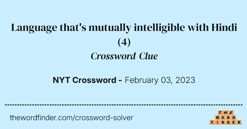 Language that's mutually intelligible with Hindi crossword clue image