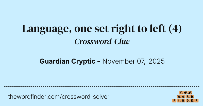 Language, one set right to left crossword clue image