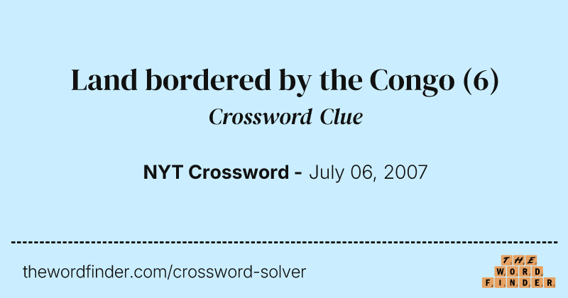 Land bordered by the Congo crossword clue image