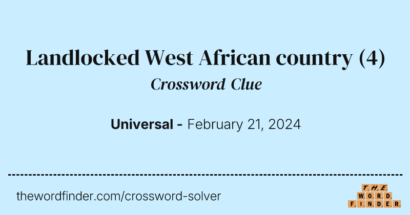 Landlocked West African country crossword clue image