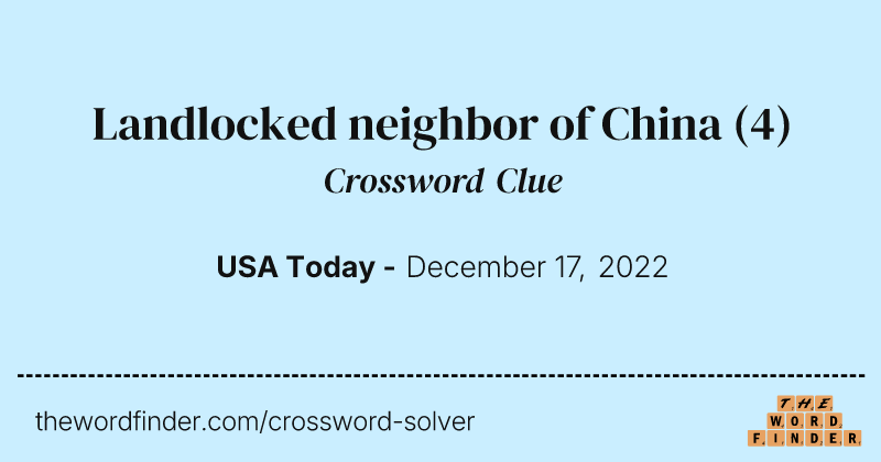 Landlocked neighbor of China crossword clue image