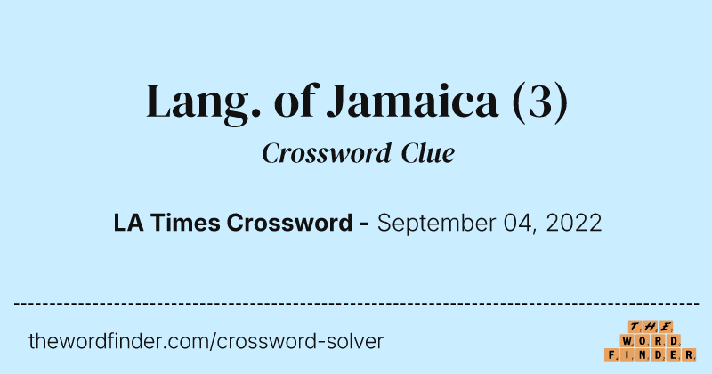 Lang. of Jamaica crossword clue image