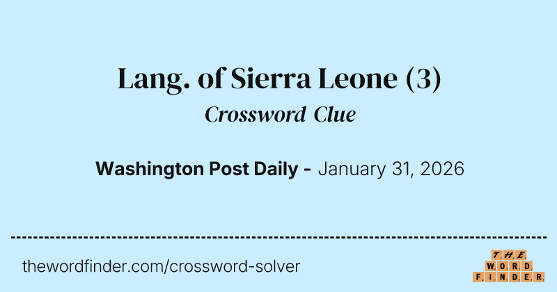Lang. of Sierra Leone crossword clue image