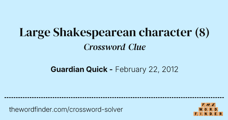 Large Shakespearean character crossword clue image