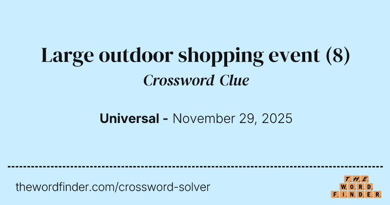 Large outdoor shopping event crossword clue image
