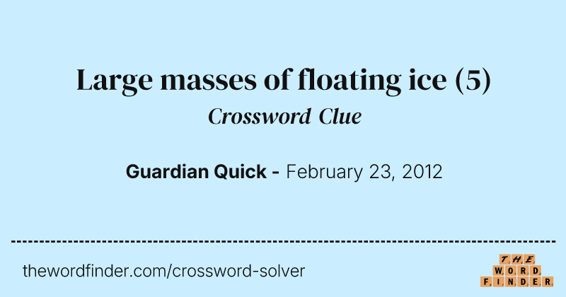 Large masses of floating ice crossword clue image