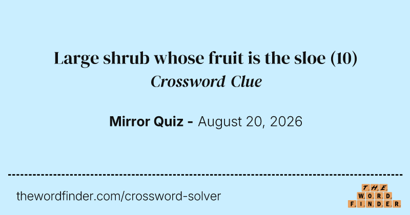 Large shrub whose fruit is the sloe crossword clue image
