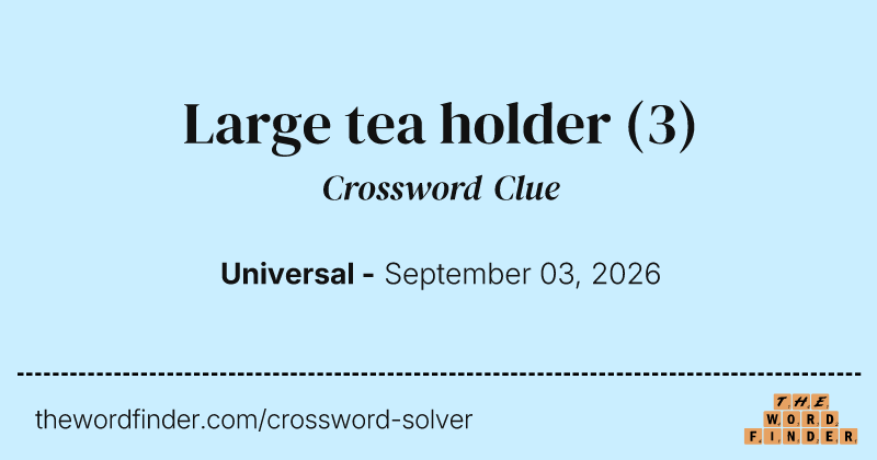 Large tea holder crossword clue image