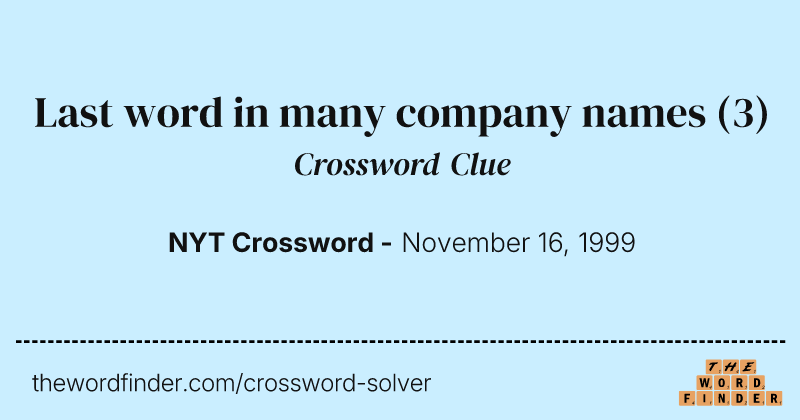 Last word in many company names crossword clue image