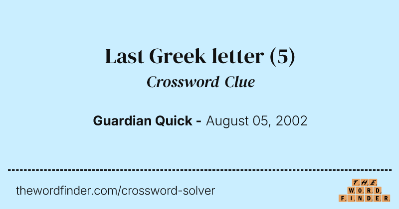 Last Greek letter crossword clue image