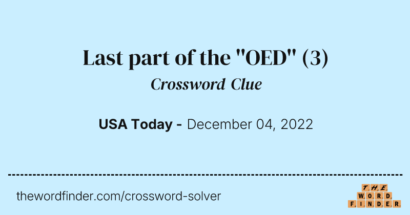 Last part of the ''OED'' crossword clue image