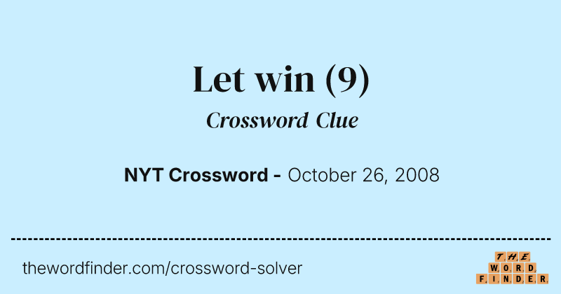 Let win crossword clue image