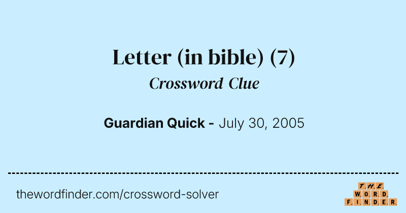 Letter (in bible) crossword clue image