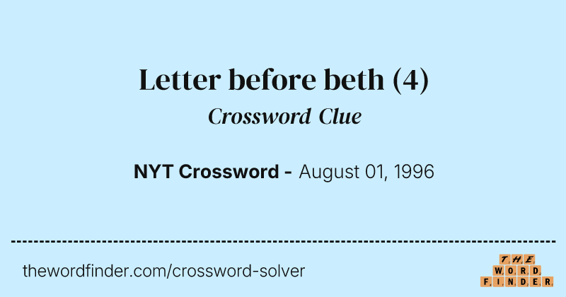 Letter before beth crossword clue image