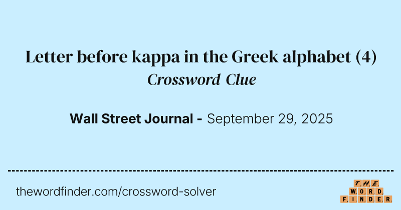 Letter before kappa in the Greek alphabet crossword clue image