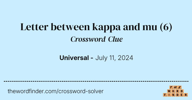 Letter between kappa and mu crossword clue image