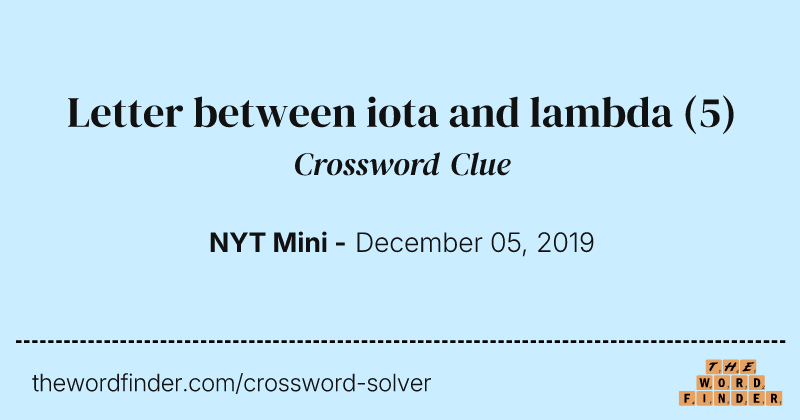Letter between iota and lambda crossword clue image