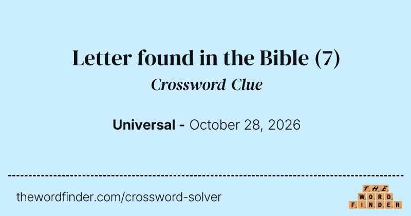 Letter found in the Bible crossword clue image