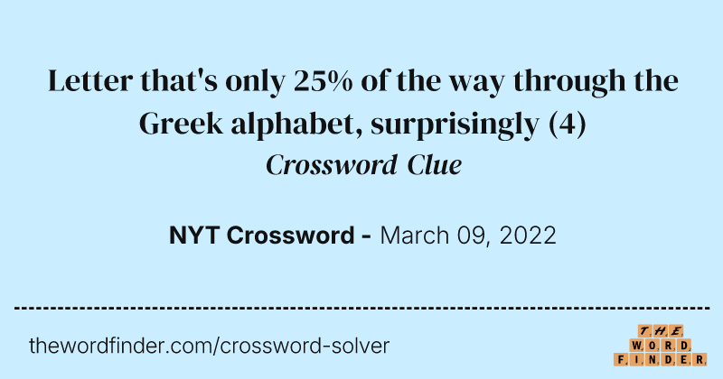 Letter that's only 25% of the way through the Greek alphabet, surprisingly crossword clue image