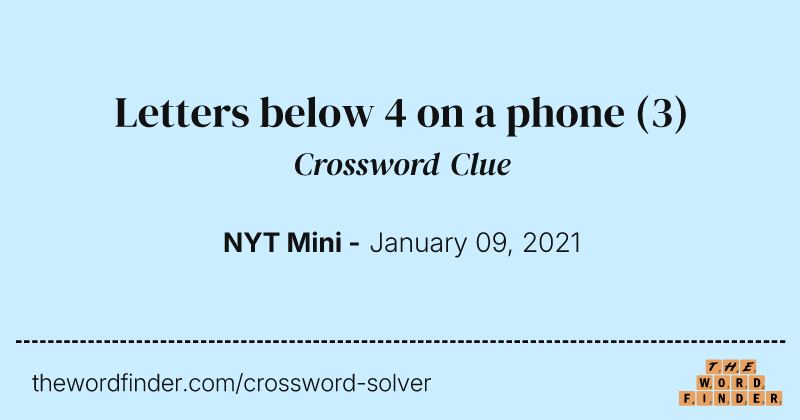 Letters below 4 on a phone crossword clue image