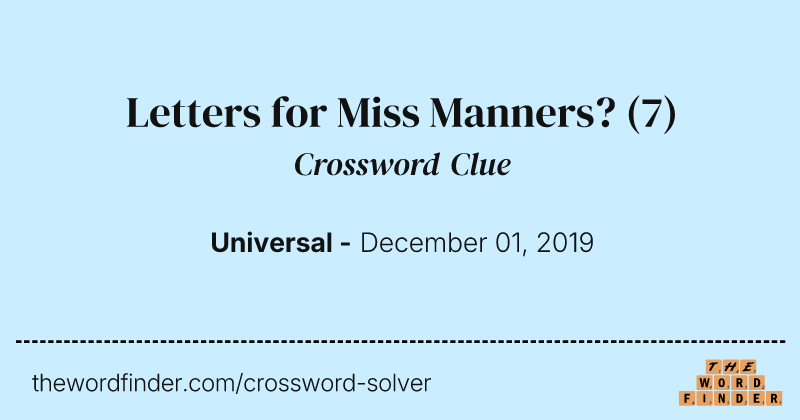 Letters for Miss Manners? crossword clue image