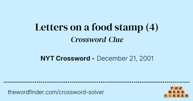 Letters on a food stamp crossword clue image